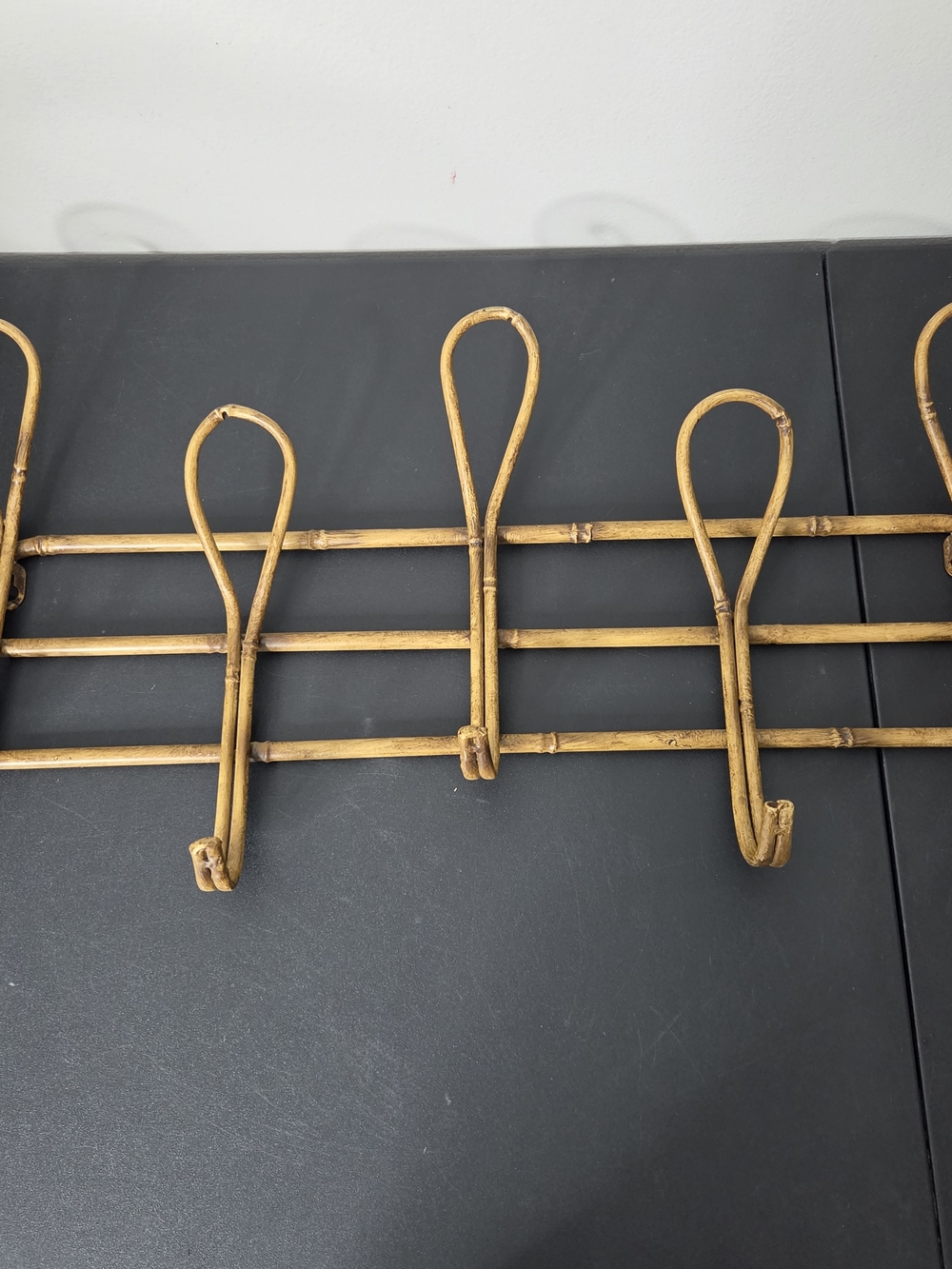 Bamboo Look Alike Wall Decor Coat Hat Towel Hanger 5 Hooks